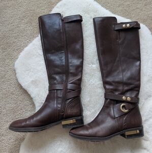 Vince Camuto Brown Leather Knee-High Boots, Size 7